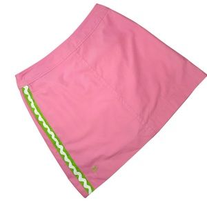 Lilly Pulitzer Vintage Pink Green Ric Rac Trim Skort Skirt